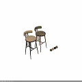 Elegant Modern Bar Stool With Metal Frame And Patterned Fabric Seat 3d model