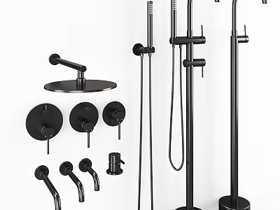 Modern Black Faucets With Luxury Design And Various Styles For Bathroom And Kitchen 3d model