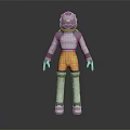 Man In Gray Protective Suit 3D Model With Yellow Pants Helmet And Visor Standing