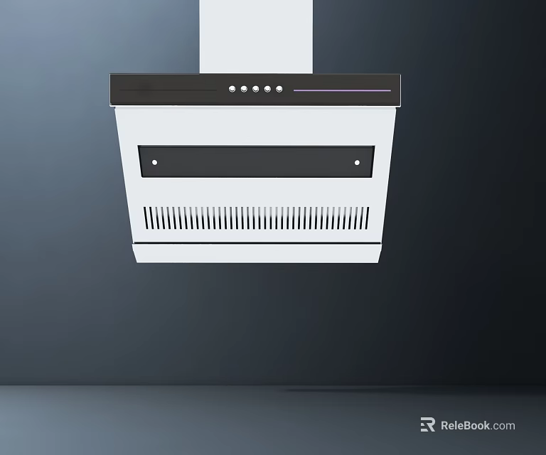 Modern White And Black Kitchen Range Hood With Control Panel And Vents 3d model 
