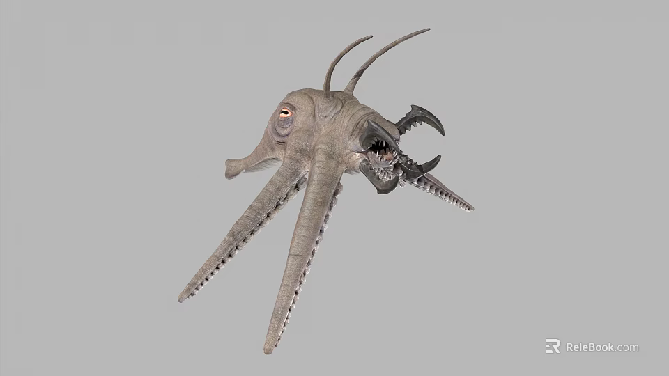 Strange Creature With Multiple Tentacles Single Eye And Unique Head Structure 3d model 