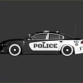 Modern Black White Police Car Featuring Roof Lights And Reflective Finish