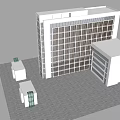 Modern Office Building With Glass Windows Multi Storey Exterior And Geometric Structure
