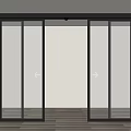Modern Glass Sliding Doors With Black Frame For Interior Space Design 3d model