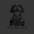 Game Movie Character With Aggressive Stance Black Fur Open Mouth Sharp Fangs Yellow Eyes And Claws