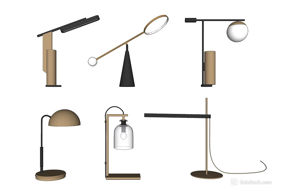 Modern Table Lamps With Various Sleek Designs For Home Interior Decor 3d model