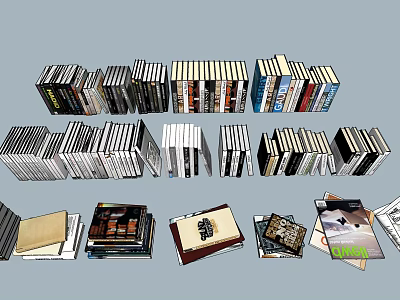 Assorted Books And Magazines Collection With Stacked Hardcover Paperbacks And Diverse Covers 3d model