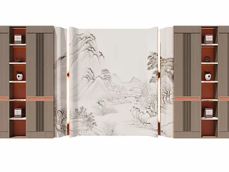 New Chinese background wall background 3d model