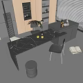 Modern bar chair combination bar table and chair combination 3d model