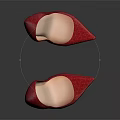 Red High Heels With Pointed Toe And Stiletto Heel In Textured Material
