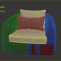 Modern Black Woven Chair With Beige Cushion And Brown Decorative Pillow