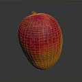 Fresh Ripe Mango With Red Orange Gradient Color Shiny Surface On Gray Background