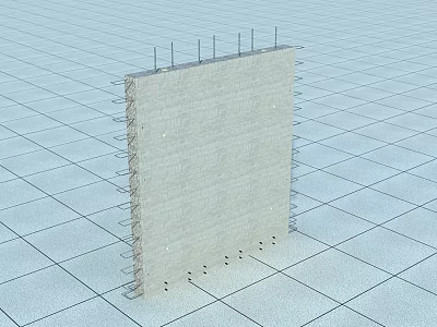 Concrete Wall Panel With Steel Reinforcements And Side Metal Framework For Construction 3d model