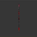 Red Mechanical Scythe Weapon With Metal Structure And Black Blades Design
