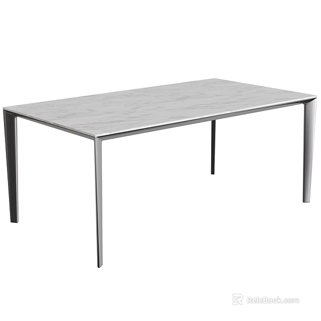 Modern Wooden Top Dining Table With Sleek Metal Legs For Home Interior 3d model 