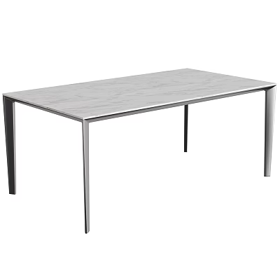 Modern Wooden Top Dining Table With Sleek Metal Legs For Home Interior 3d model