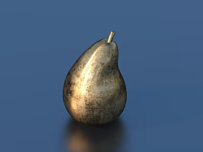 Silver Pear Shaped Metal Ornament Decoration Set With Glossy Finish And Blue Background 3d model