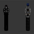 Two Tactical Pistols With Camo And Metallic Finish Exposed Magazine Details