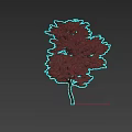 Red Leaved Tree With Dense Foliage And A Silhouette Figure Beside 3d model