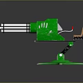 Green Multi Barrel Weapon System With Seat Star Shaped Base And Display Screen 3d model
