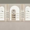 White Modern Decorative Cabinet With Arched Design And Multiple Shelves For Display Items