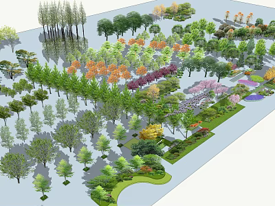 Diverse Arbor Trees Landscape Design With Various Species And Natural Greenery 3d model