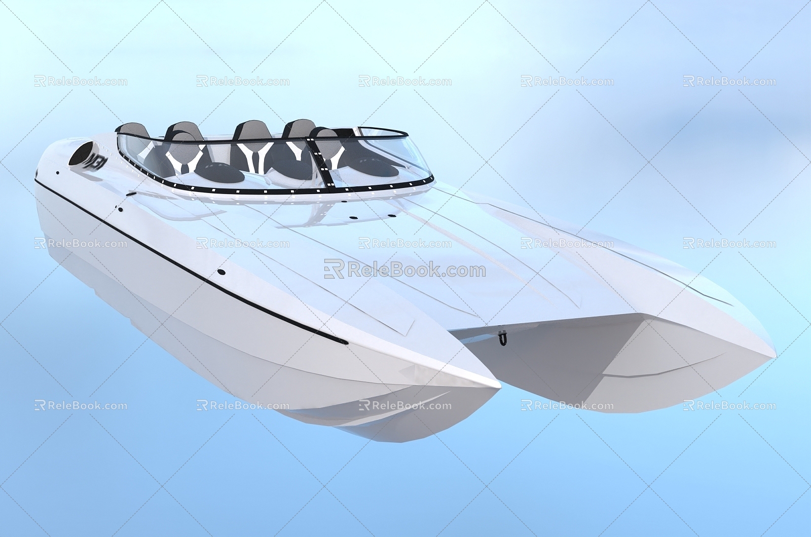 double propeller hull speedboat 3d model