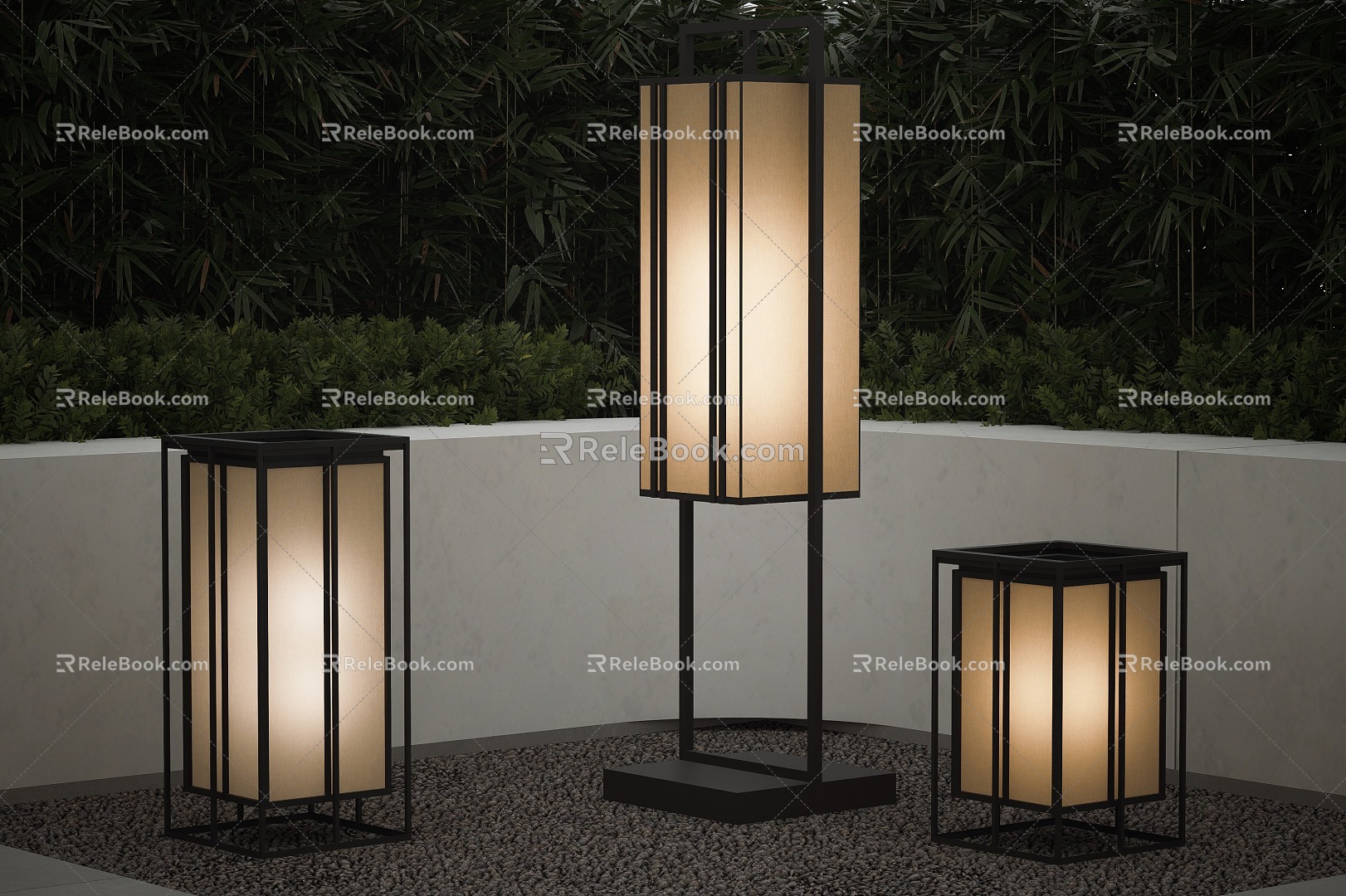 Modern garden lamp outdoor lamp landscape lamp combination lawn lamp camping lamp 3d model