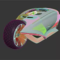 Futuristic Concept Car With Aerodynamic White Body And Orange Accent Wheels