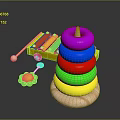 Colorful Children's Educational Toys With Stacking Rings And Wooden Xylophone