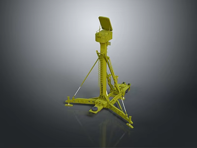 Yellow Tripod Mounted Monitoring Equipment With Radar Like Sensor And Movable Wheels 3d model
