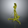 Yellow Tripod Mounted Monitoring Equipment With Radar Like Sensor And Movable Wheels