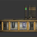 Sci Fi Futuristic Circular Platform With Tall Metallic Pillars And Mystic Symbols