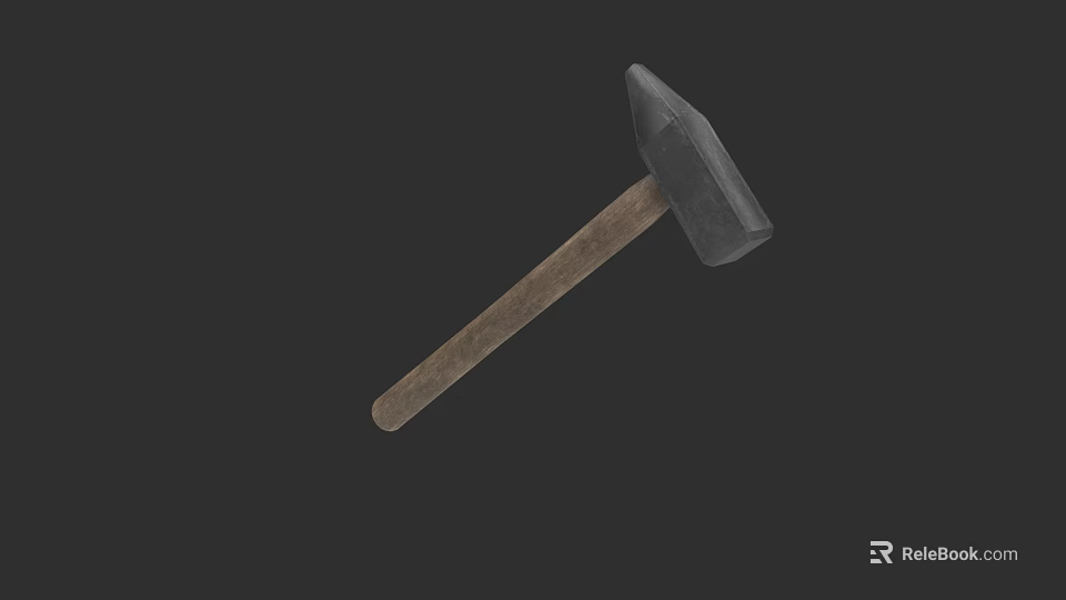 Sturdy Weapon Hammer With Metal Head And Wooden Handle For Various Tasks 3d model 