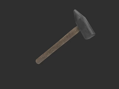 Sturdy Weapon Hammer With Metal Head And Wooden Handle For Various Tasks 3d model