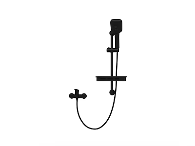 Sleek Black Handheld Shower Head With Adjustable Mount Bracket And Flexible Hose Design 3d model