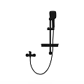 Sleek Black Handheld Shower Head With Adjustable Mount Bracket And Flexible Hose Design 3d model