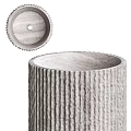 Modern Ribbed Pedestal Washbasins Cylindrical And Square With Textured Concrete In Gray And Beige