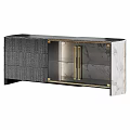 Modern Luxury Sideboard With Marble Panels Glass Doors And Gold Metal Frame