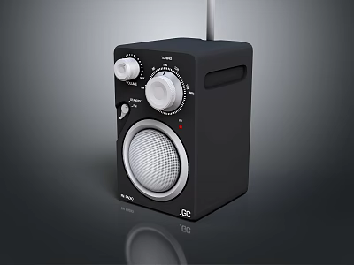 Compact Black Portable Radio With Antenna Adjustable Knobs And Speaker Grill Design 3d model