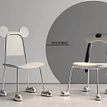 Kids Chair With Mickey Mouse Ears And Dog Ears Design Silver Legs Light Seat