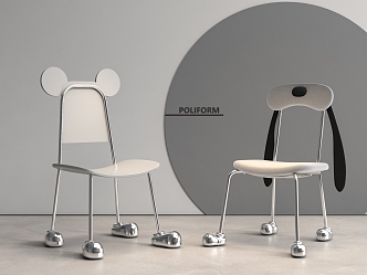 Modern Cream Children's Chair Carto Chair Mickey Mouse Chair 3d model