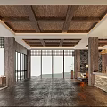 Hotel Lobby Featuring Straw Woven Square Ceiling Wooden Pillars And Marble Reception Counter