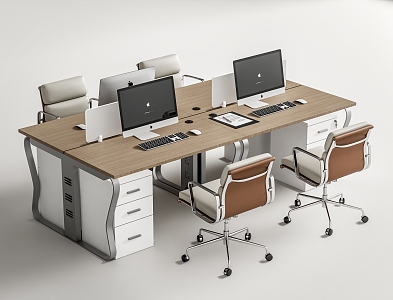 Modern office desk and chair card holder computer desk 3d model