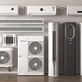 Various Air Conditioners and Fans Featuring Wall Mounted Floor Standing and Outdoor Units