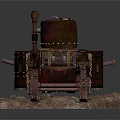 Rusty Military Vehicle 3D Model Featuring Metal Turret Tracks And Rocky Base