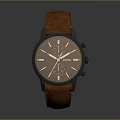 Modern Lifestyle Watch With Brown Leather Strap And Black Dial For Daily Use