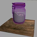Glass Jar With Sand On Wooden Board For Sculpture Carving