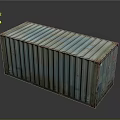 Rusty Metal Shipping Container With Blue White Stripes And Rectangular Structure