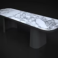 Sleek Modern Dining Table With White Marble Top And Unique Curved Base Design 3d model